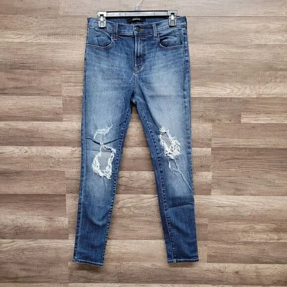 J Brand Maria Jeans Size 29 Womens Blue Medium Wash Distressed High Rise Denim - Picture 2 of 13